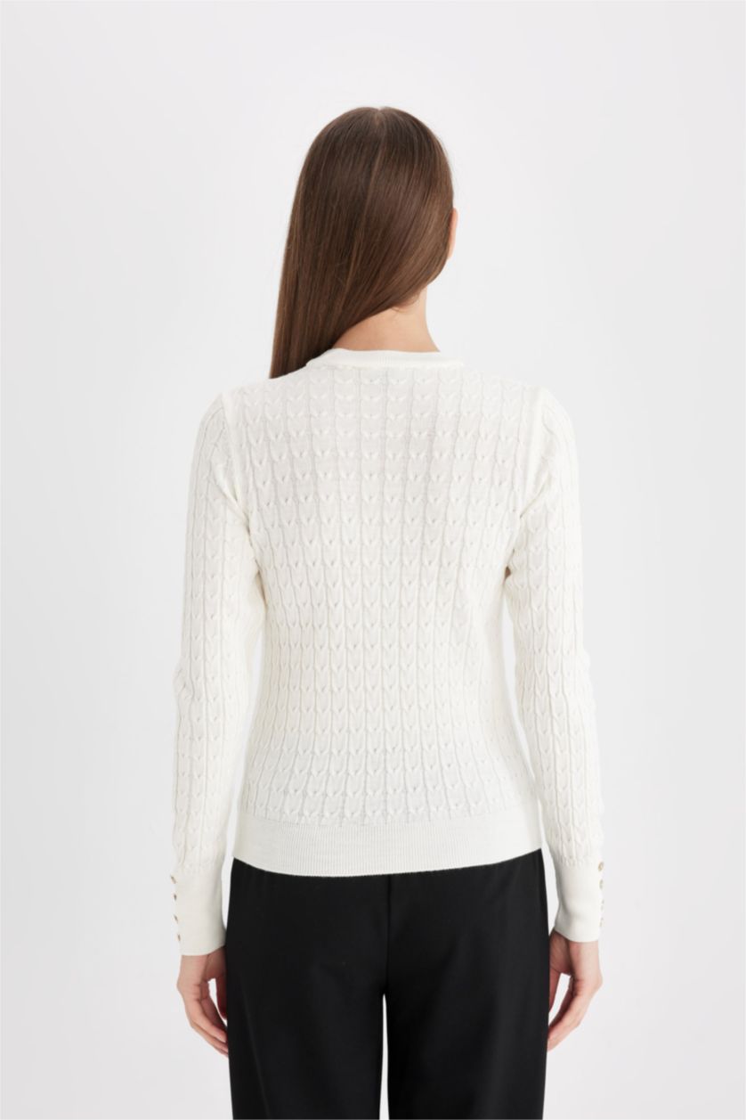 FEMME Écru Pull-Over Col Rond
