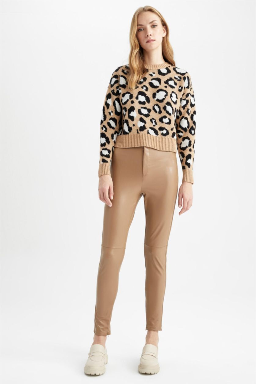 حريمي بيج بلوفر تايجر قصة عادية برقبة مستديرة