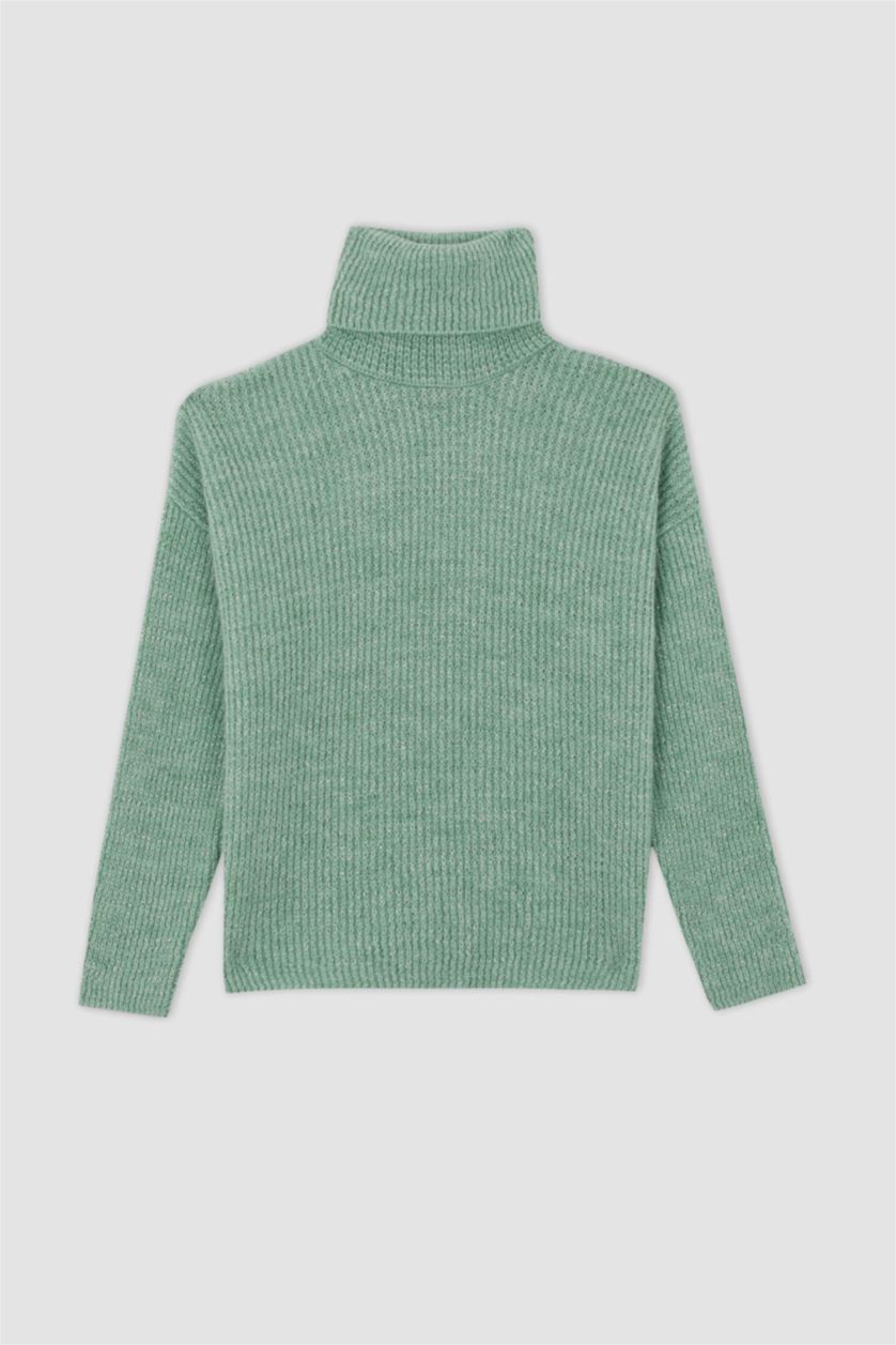 Женская Аква Свитер свободного кроя с воротником