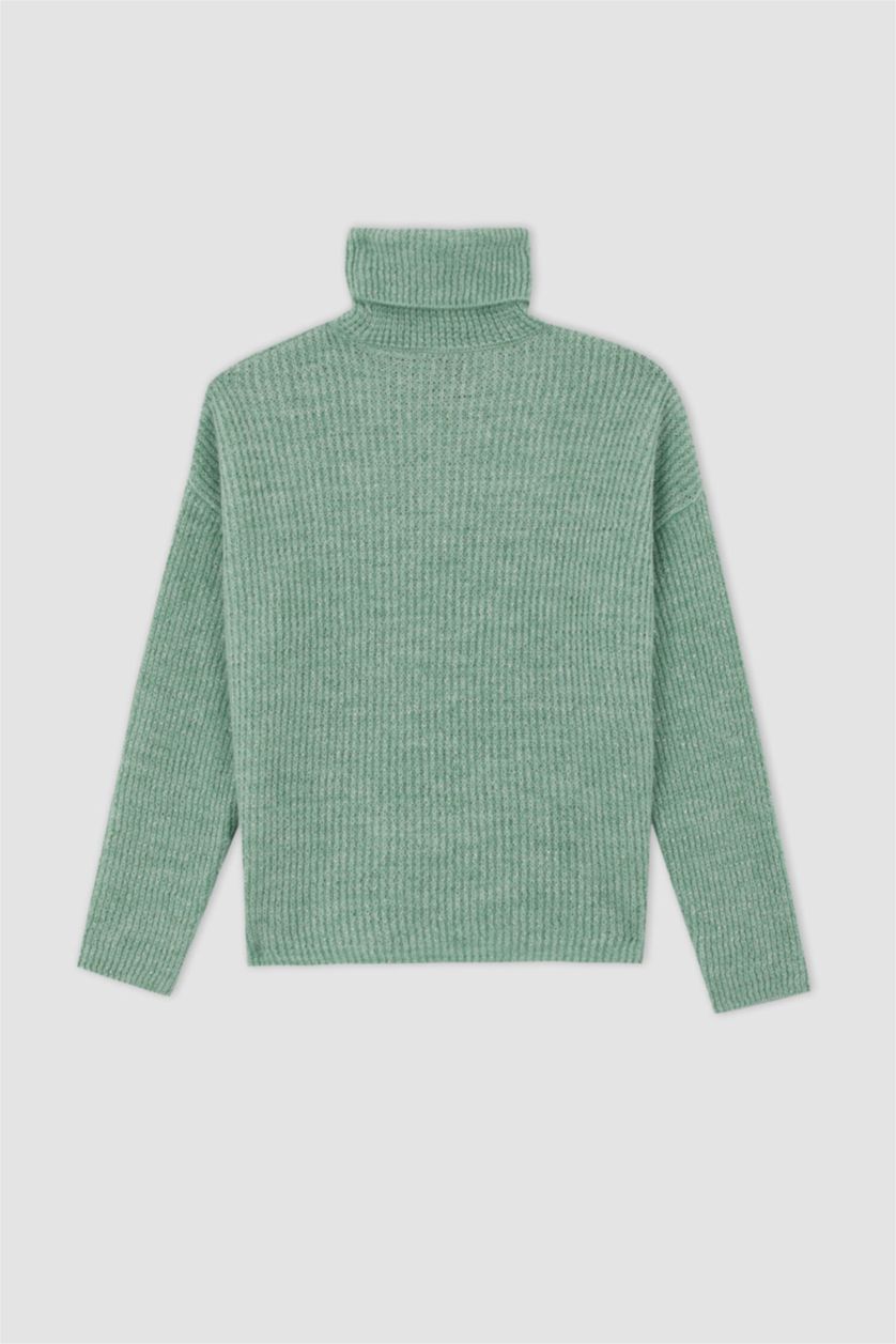 Женская Аква Свитер свободного кроя с воротником