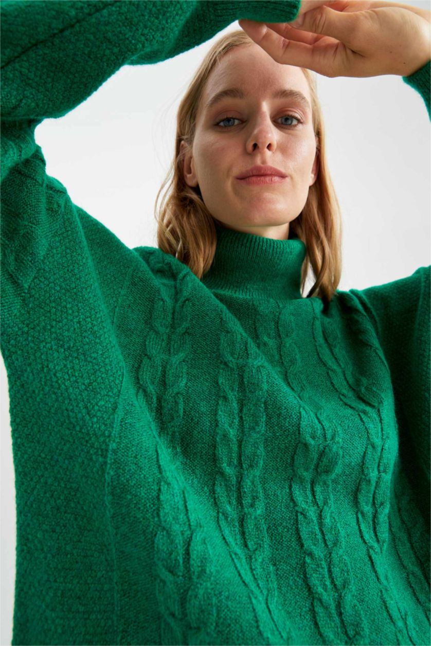 FEMME Vert Foncé Tunique Coupe Oversize Col roulé