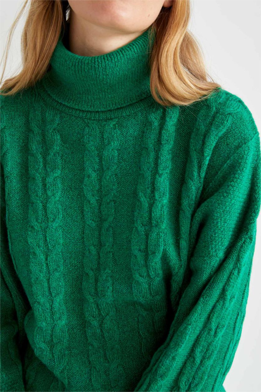 FEMME Vert Foncé Tunique Coupe Oversize Col roulé