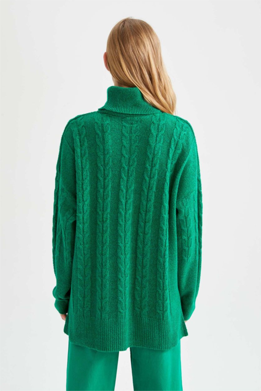 FEMME Vert Foncé Tunique Coupe Oversize Col roulé