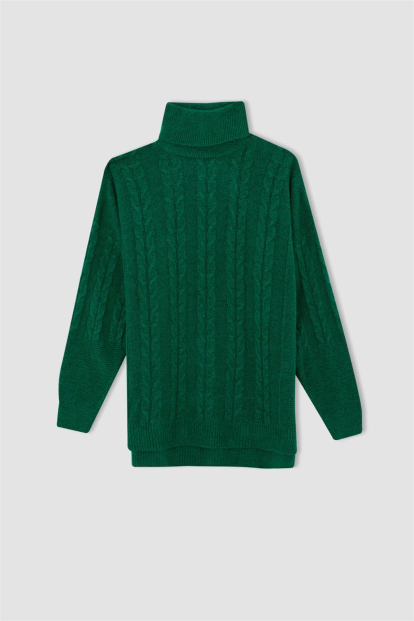 FEMME Vert Foncé Tunique Coupe Oversize Col roulé