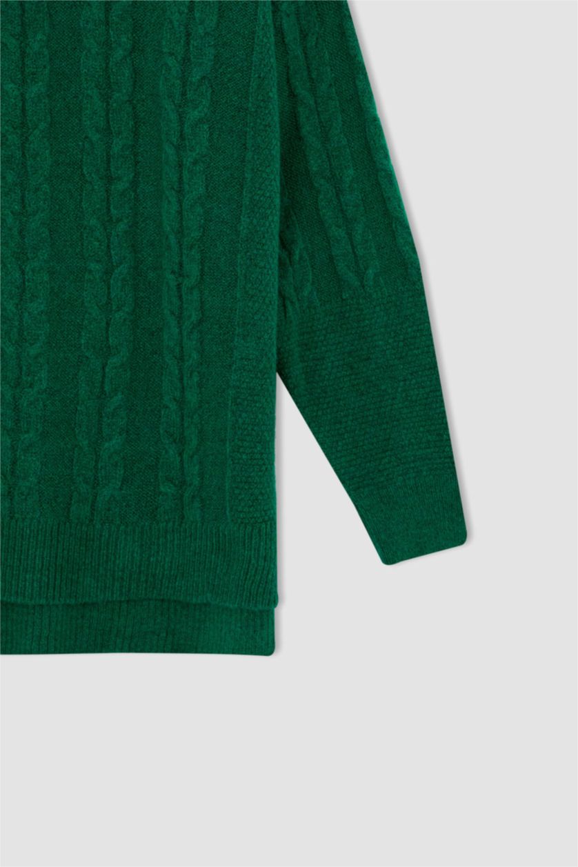 FEMME Vert Foncé Tunique Coupe Oversize Col roulé