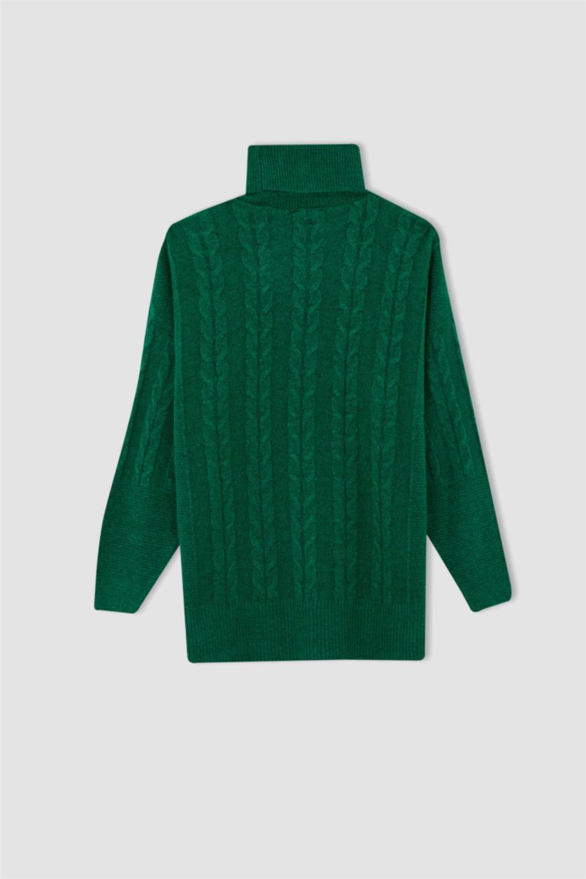FEMME Vert Foncé Tunique Coupe Oversize Col roulé