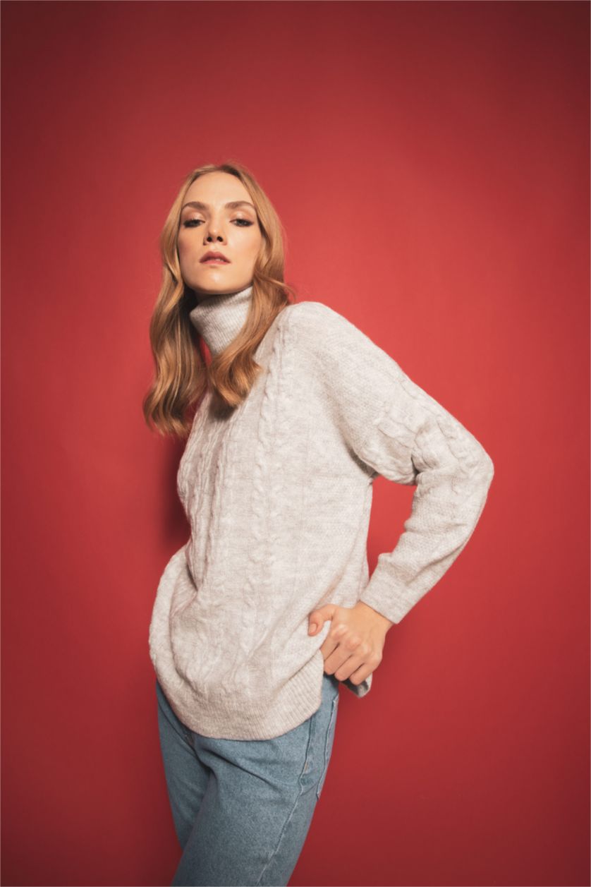 FEMME Gris Tunique Oversize à col roulé