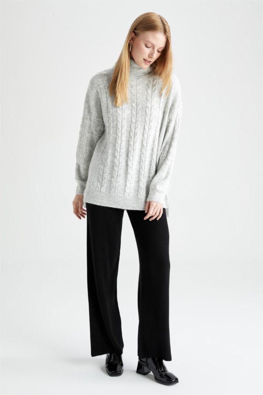 FEMME Gris Tunique Oversize à col roulé