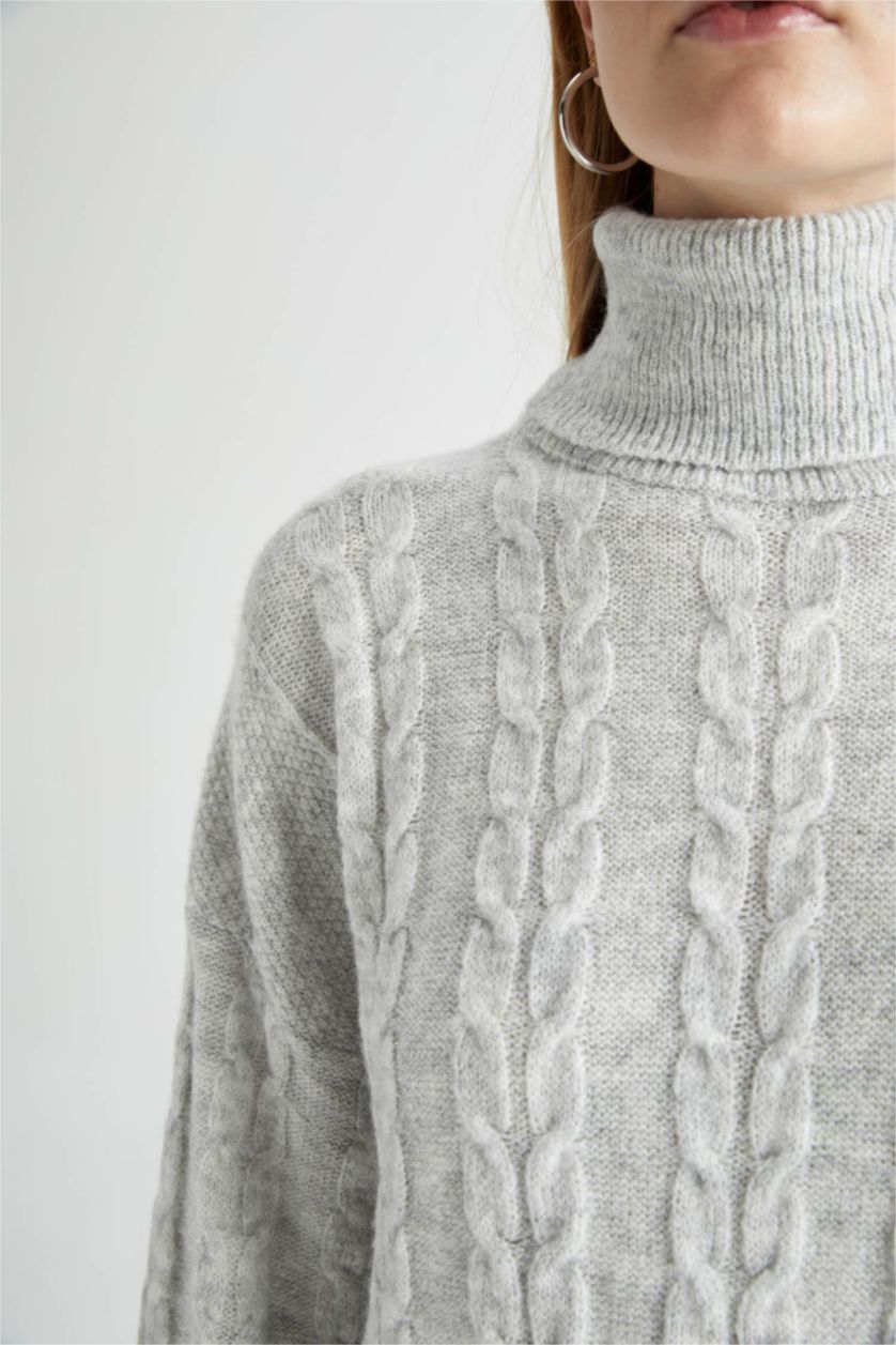 FEMME Gris Tunique Oversize à col roulé