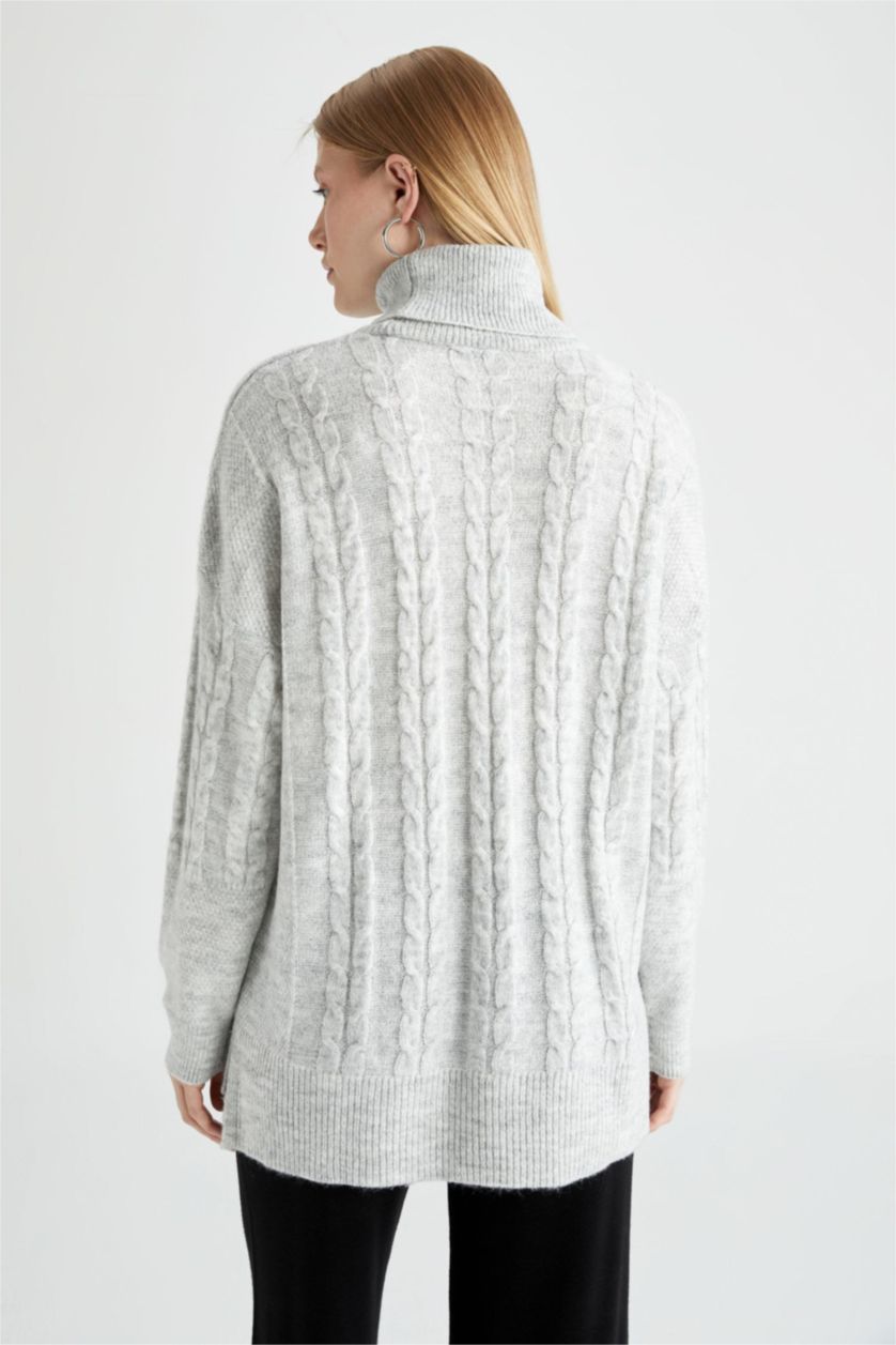 FEMME Gris Tunique Oversize à col roulé