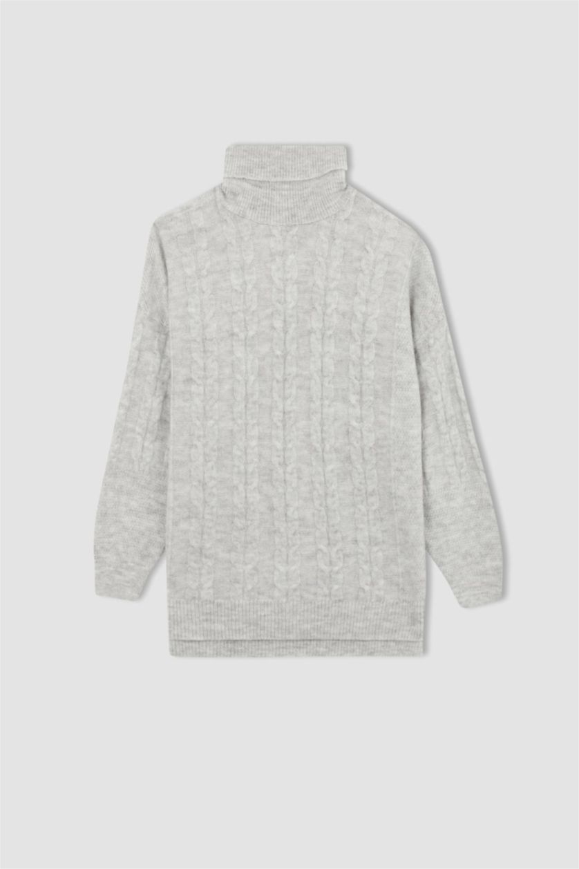 FEMME Gris Tunique Oversize à col roulé