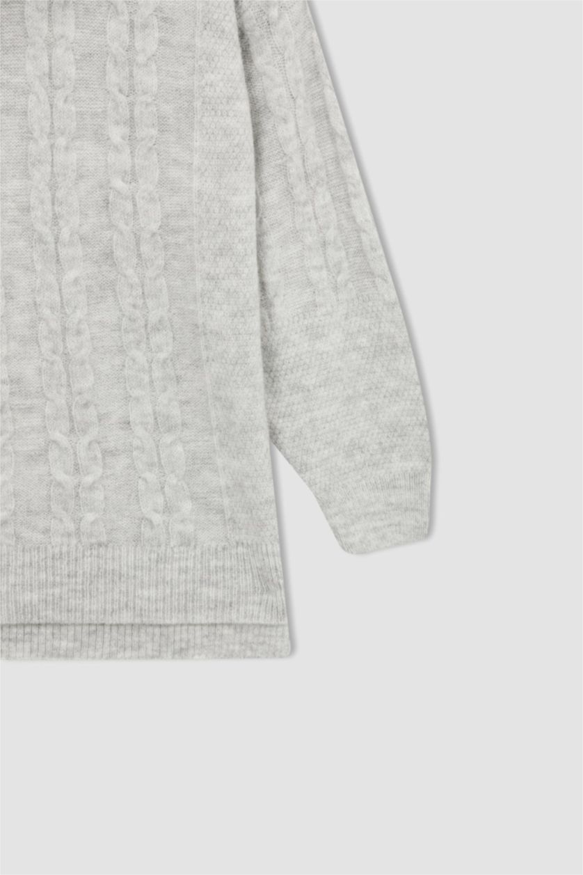 FEMME Gris Tunique Oversize à col roulé