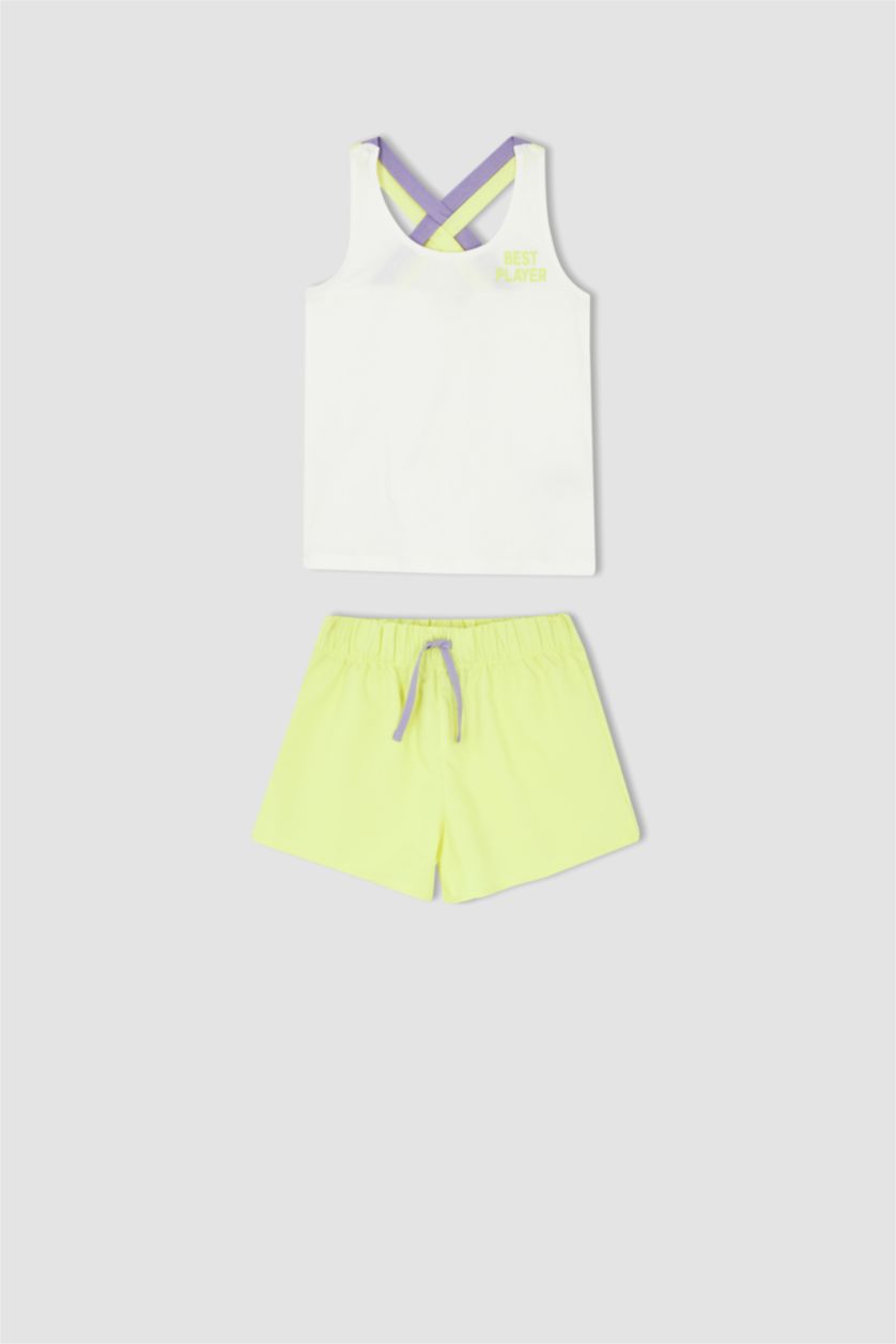 FILLES Beige Ensemble En Tricot Col rond Sans Manches 2 Fille