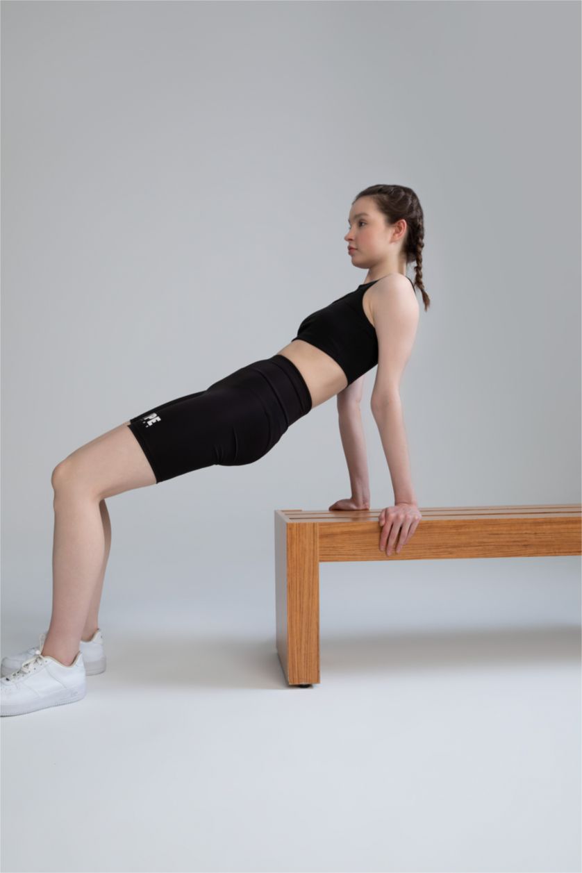 نساء أسود حمالة صدر رياضية من DeFacto Fit بياقة دائرية من Degajeed