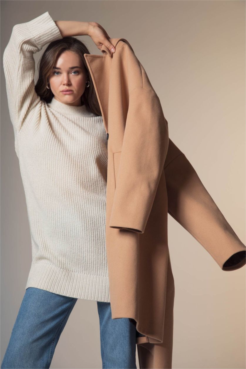 WOMAN Ecru Regular Fit Turtleneck Tunic