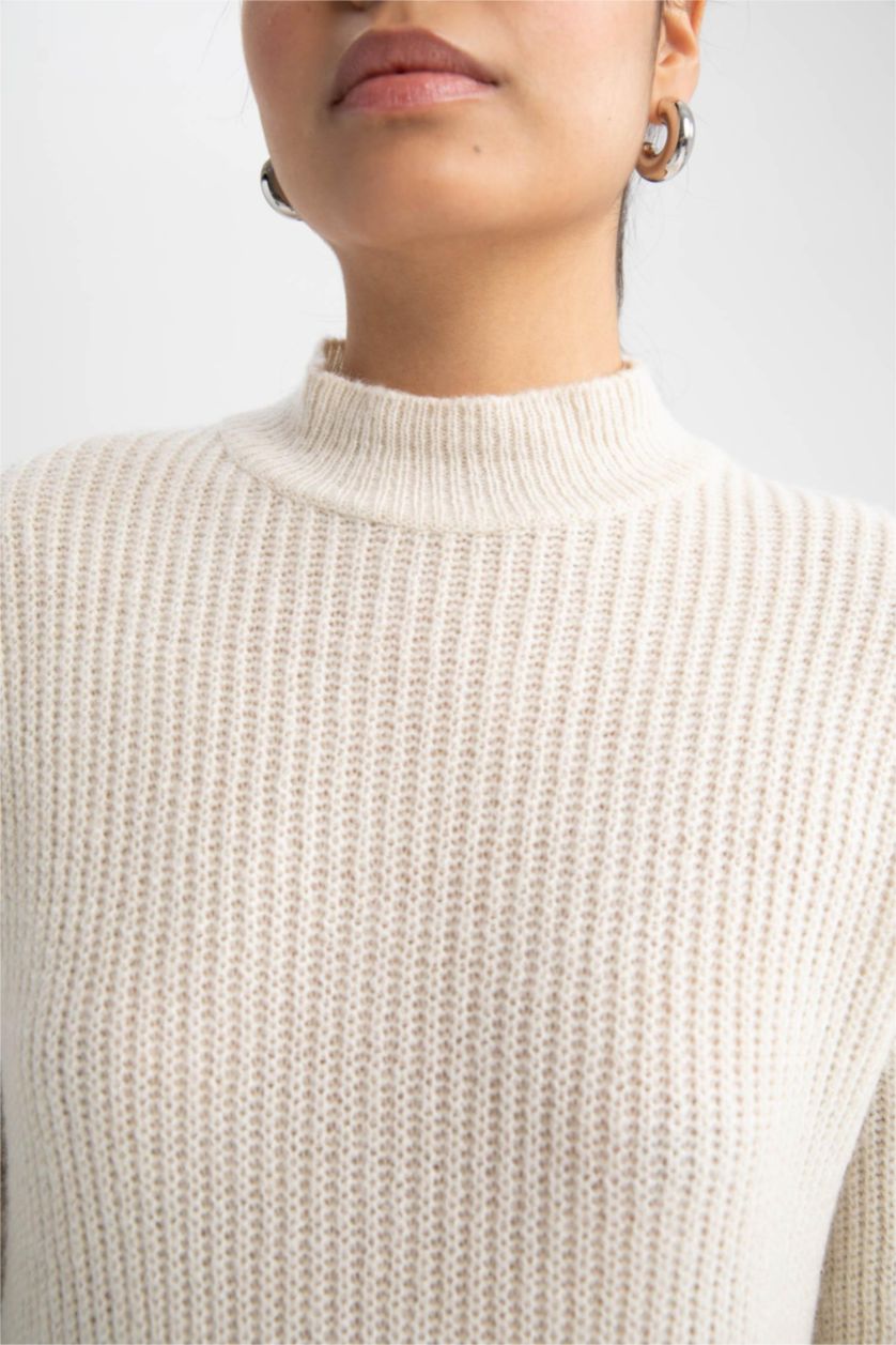 WOMAN Ecru Regular Fit Turtleneck Tunic