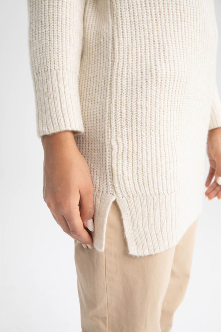 WOMAN Ecru Regular Fit Turtleneck Tunic