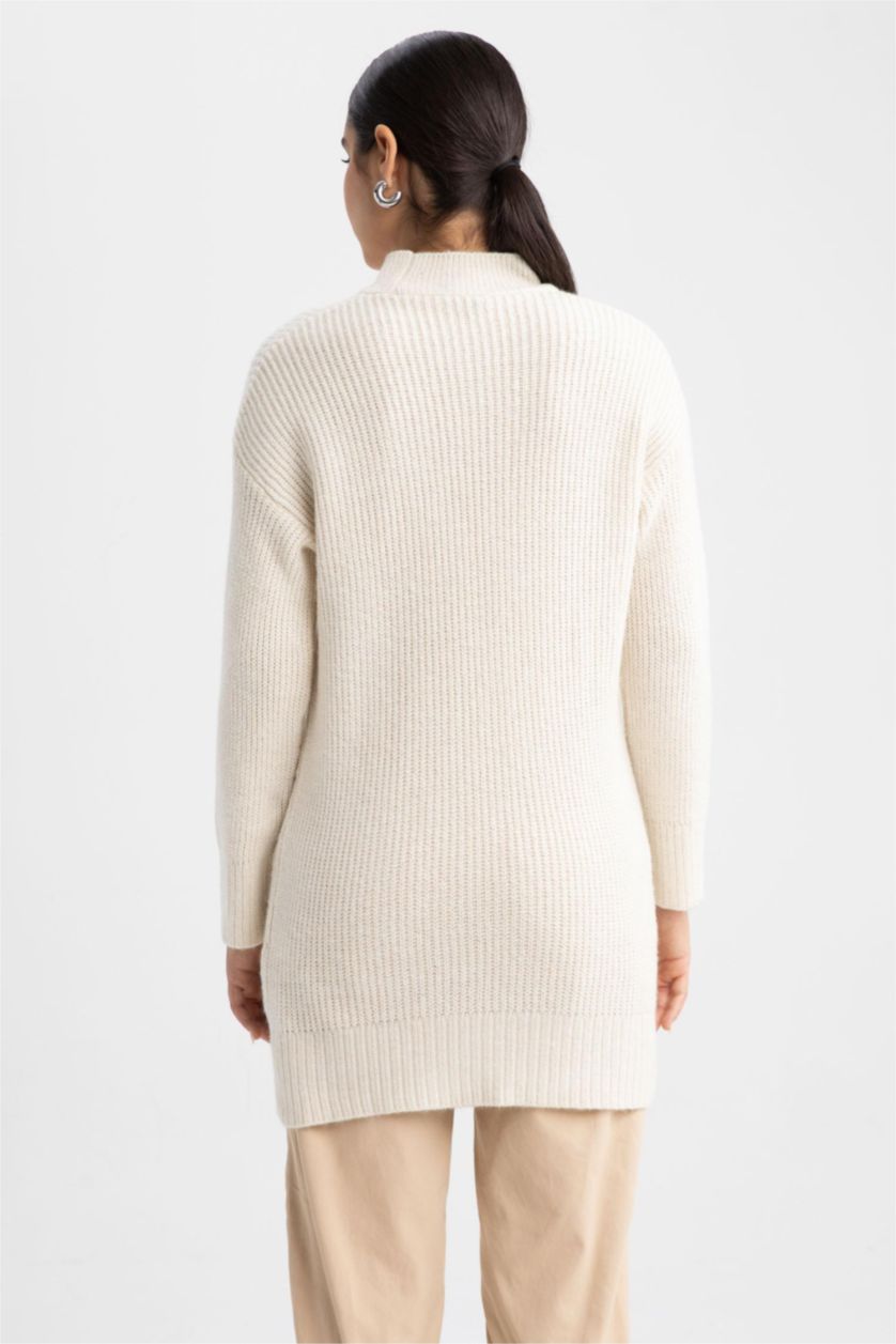 WOMAN Ecru Regular Fit Turtleneck Tunic