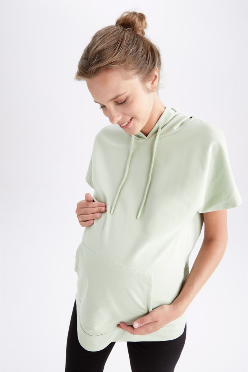 حريمي أكوا Regular Fit Thin Sweatshirt Fabric Short Sleeve Top