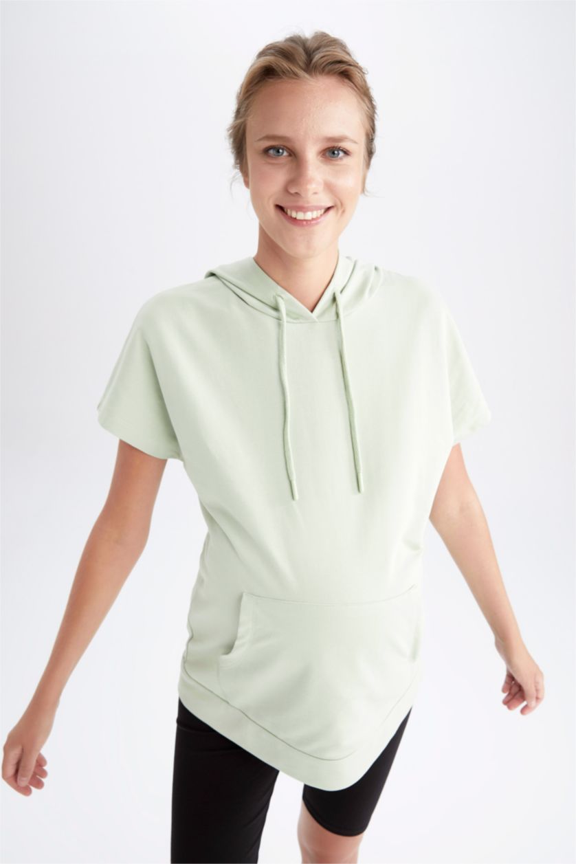 حريمي أكوا Regular Fit Thin Sweatshirt Fabric Short Sleeve Top