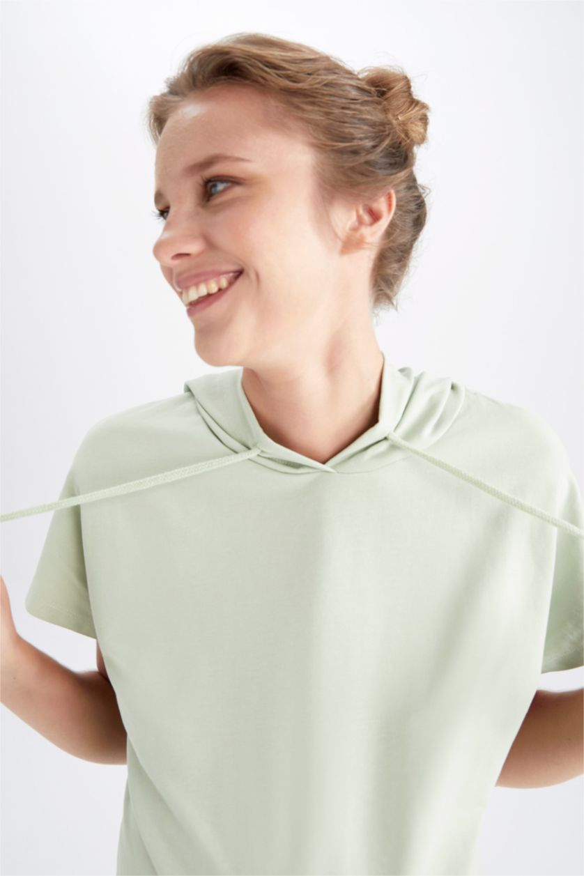 حريمي أكوا Regular Fit Thin Sweatshirt Fabric Short Sleeve Top