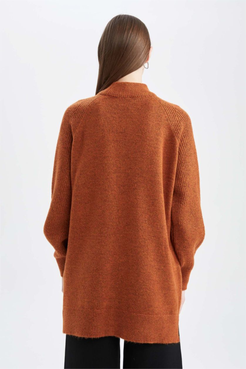 WOMAN Dark Orange Regular Fit Half Turtleneck Tunic