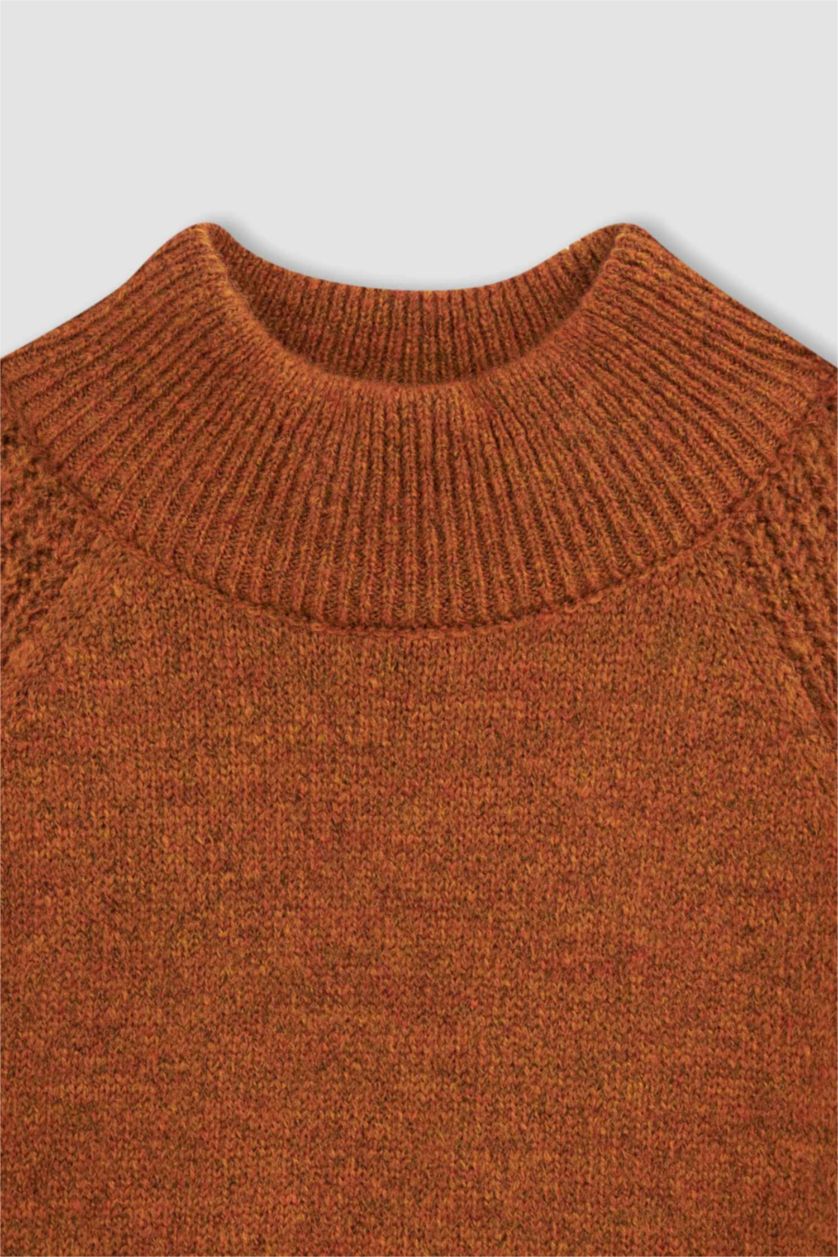 WOMAN Dark Orange Regular Fit Half Turtleneck Tunic