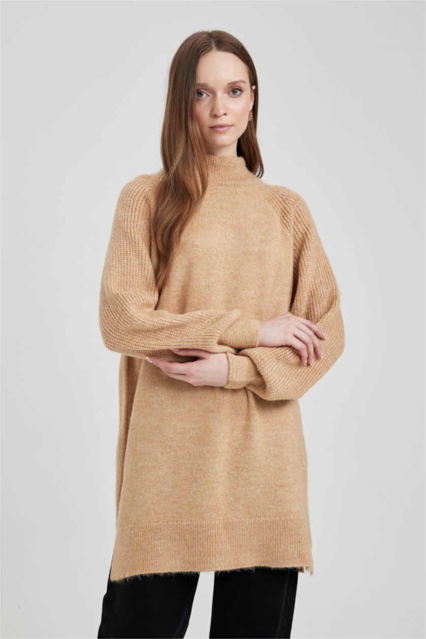 Женская Бежевый Туника с воротником стандартного кроя