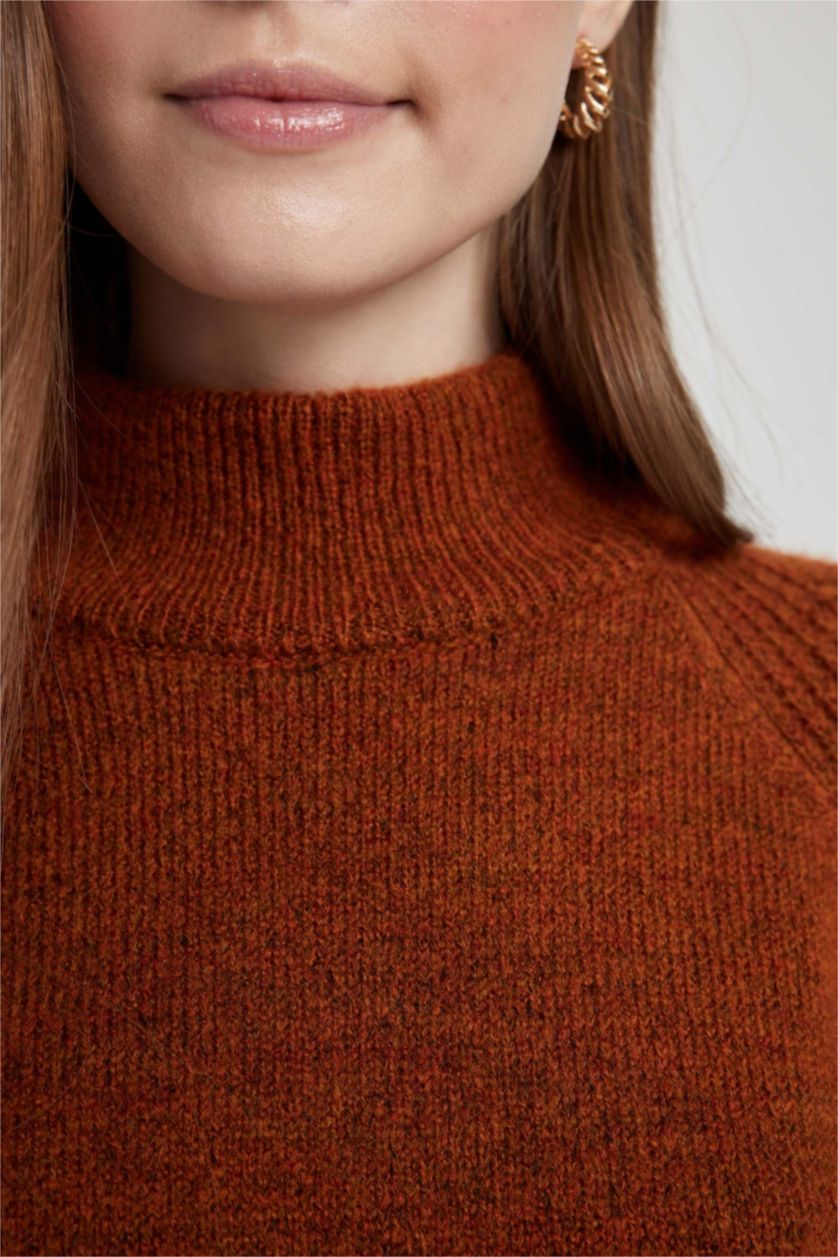 WOMAN Orange Regular Fit Half Turtleneck Tunic