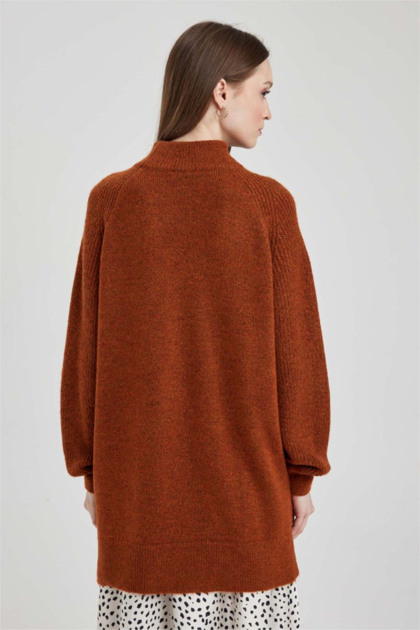 WOMAN Orange Regular Fit Half Turtleneck Tunic