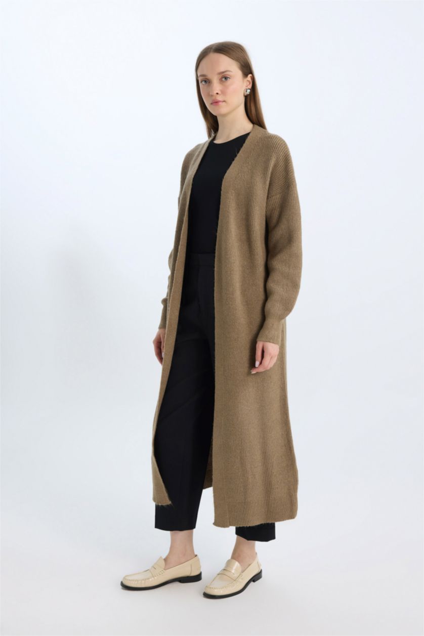 WOMAN Beige Regular Fit V-Neck Cardigan