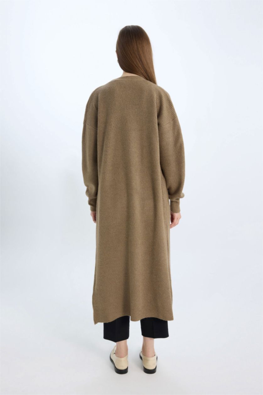 WOMAN Beige Regular Fit V-Neck Cardigan