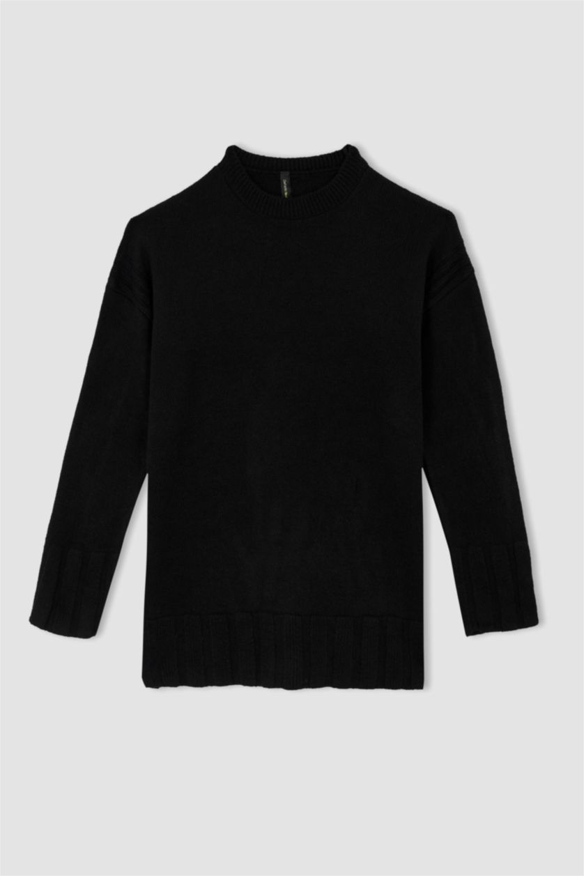 WOMAN Black Regular Fit Crew Neck Tunic