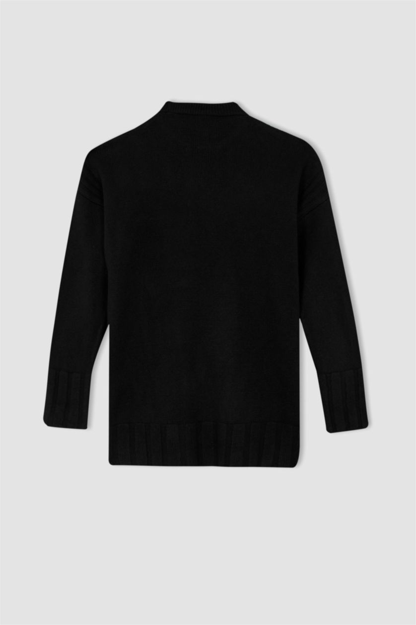 WOMAN Black Regular Fit Crew Neck Tunic