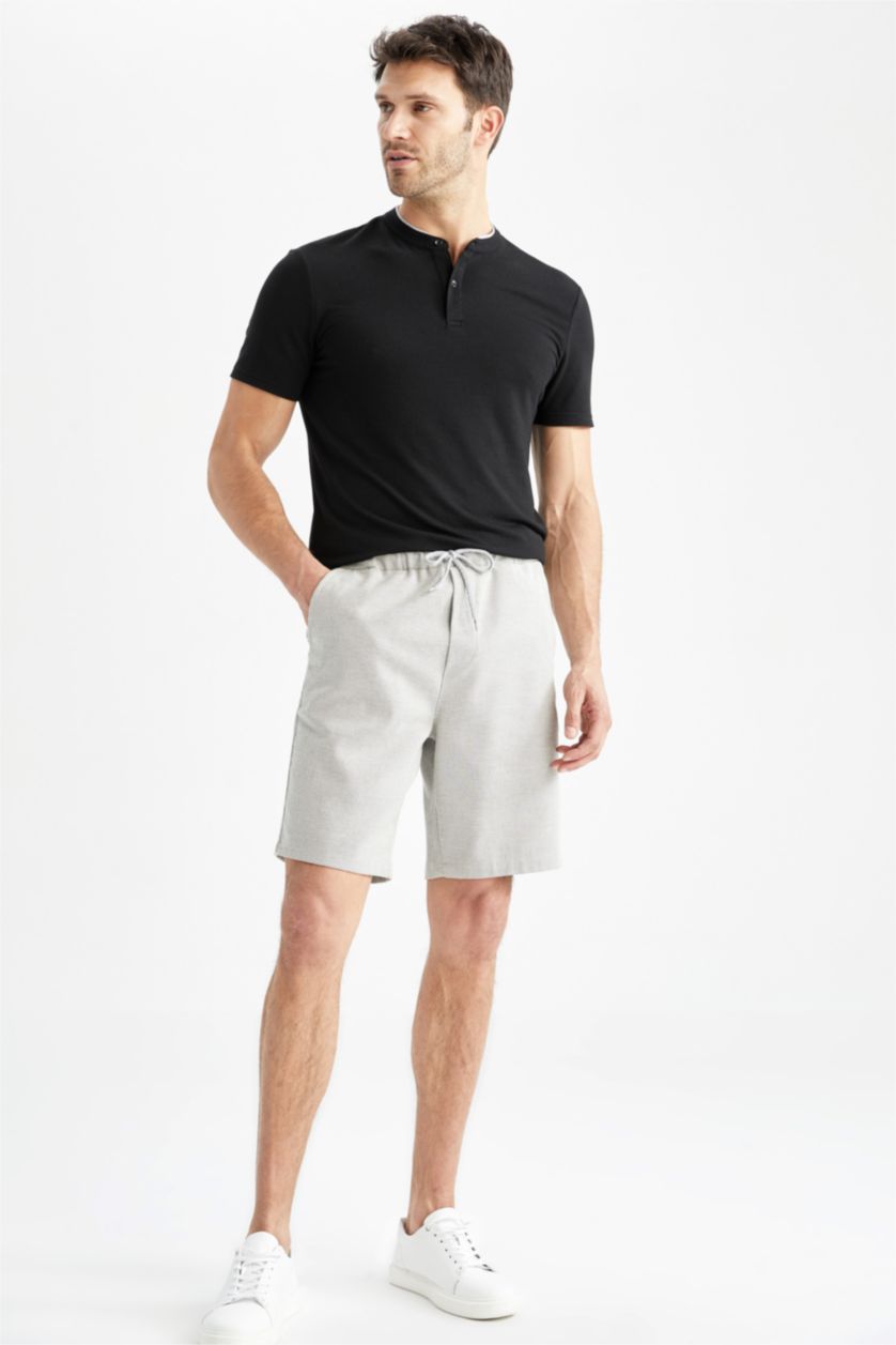 MAN Stone Regular Fit Elastic Waist Bermuda Shorts