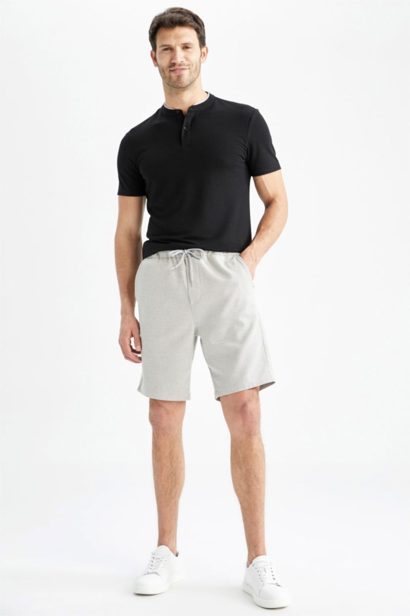 MAN Stone Regular Fit Elastic Waist Bermuda Shorts