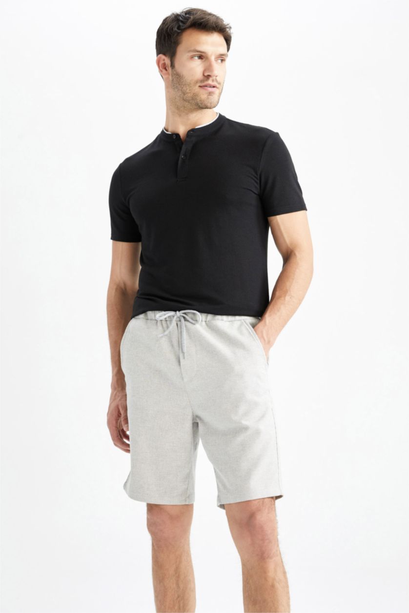 MAN Stone Regular Fit Elastic Waist Bermuda Shorts