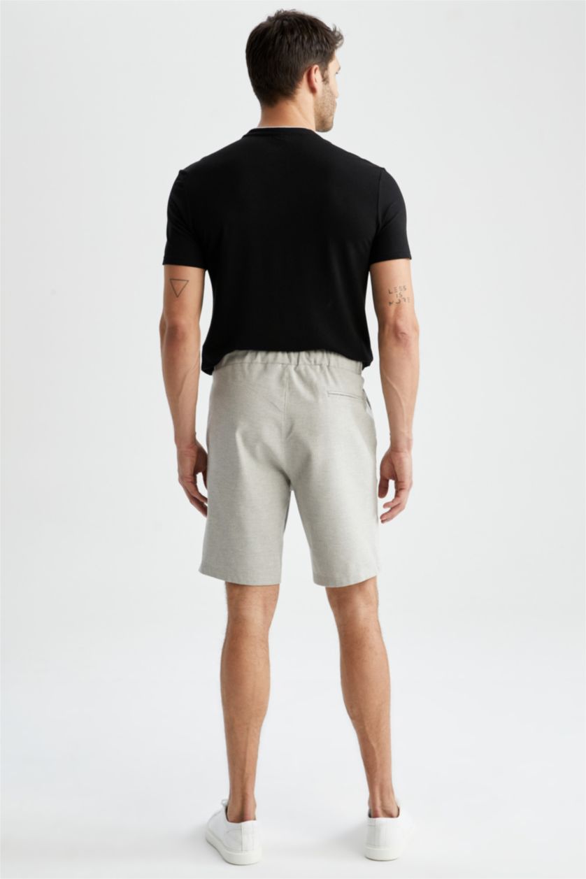 MAN Stone Regular Fit Elastic Waist Bermuda Shorts