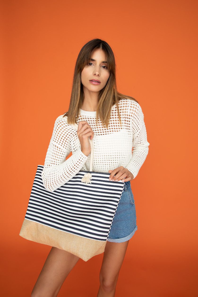 Kadın Lacivert Kadın Plaj Çantası