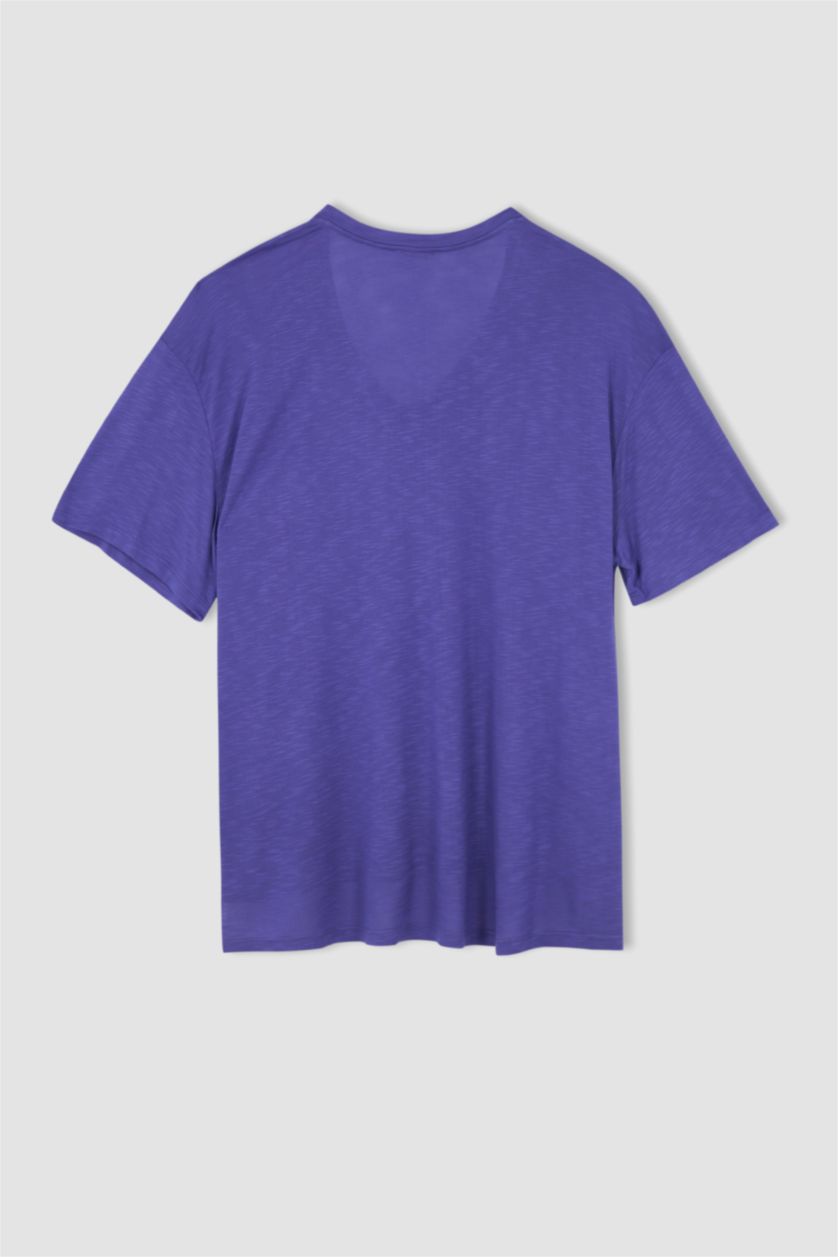 Kadın Mor Relax Fıt Kısa Kollu Tişört