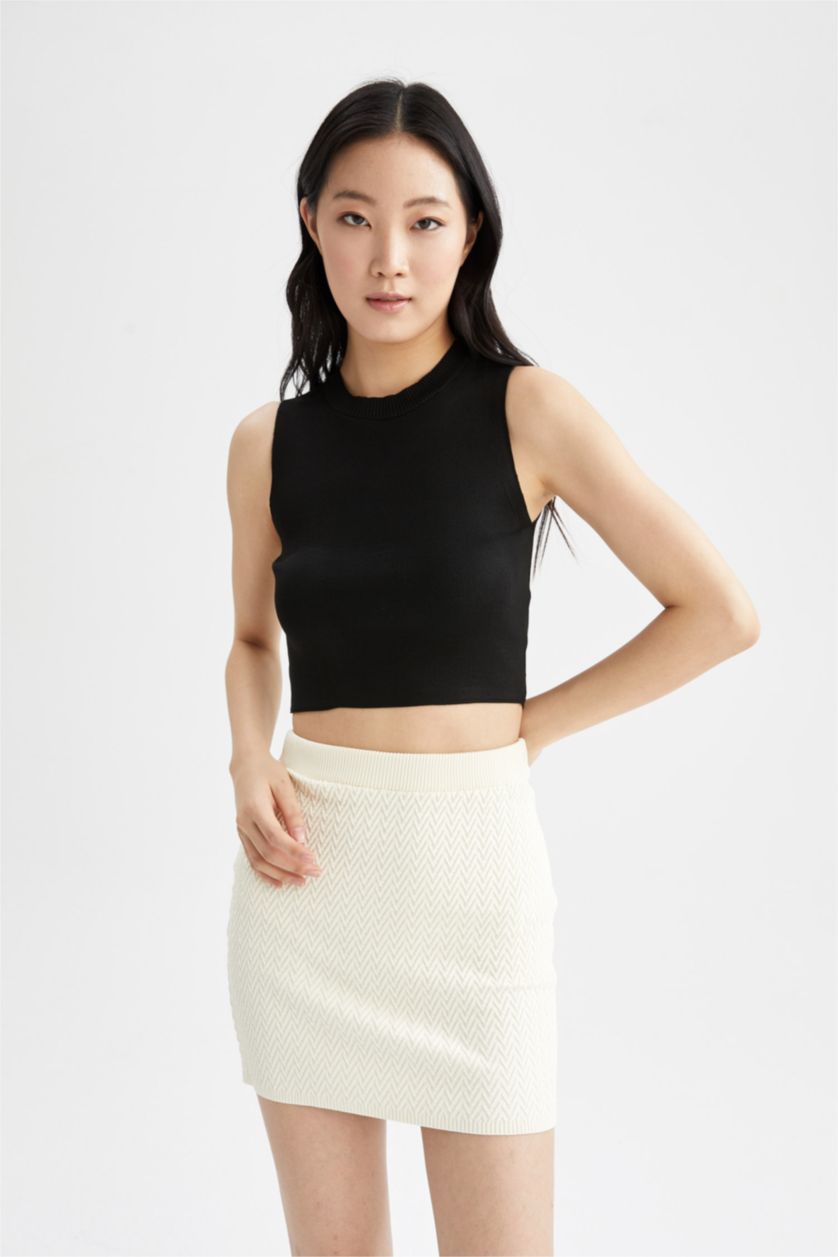 Kadın Ekru Fıtted Etek