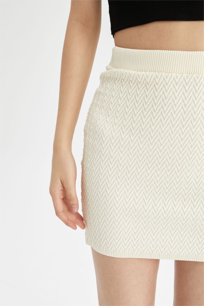Kadın Ekru Fıtted Etek