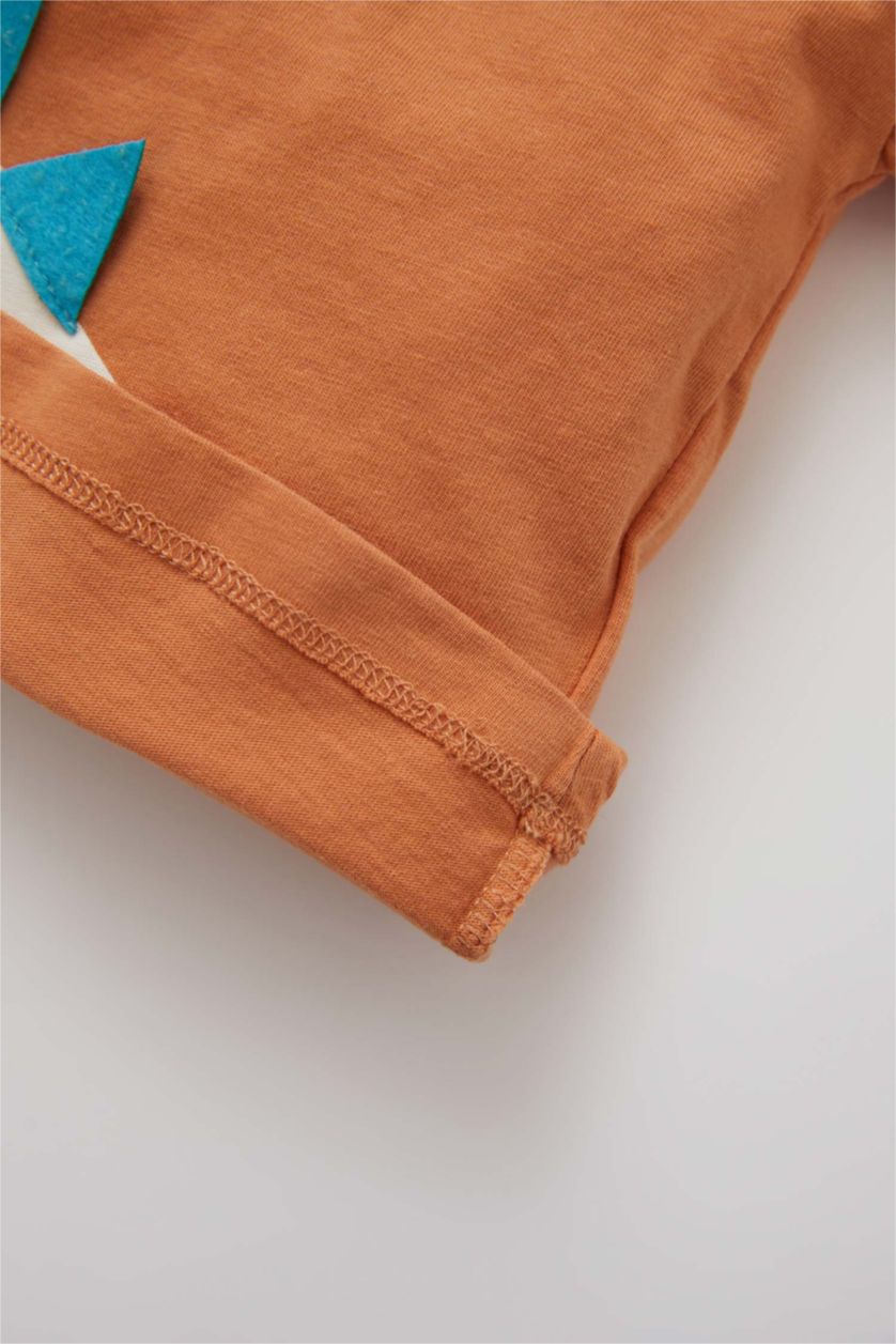 BABY BOY Light Brown Regular Fit Short Sleeve Dinasour Print Lounge Set