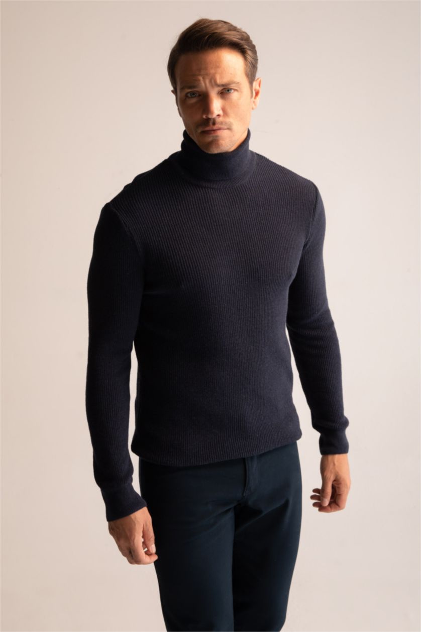 Erkek Lacivert Regular Fıt Kazak