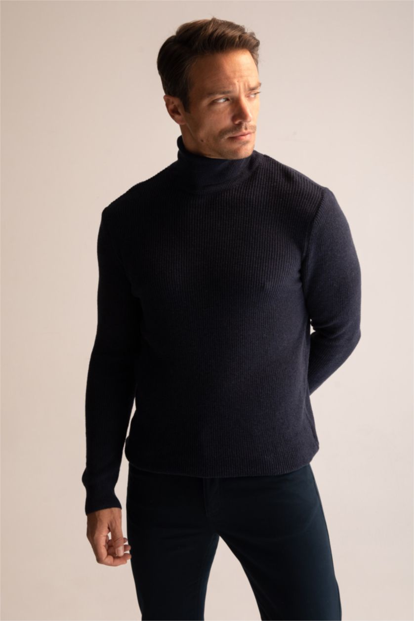 Erkek Lacivert Regular Fıt Kazak