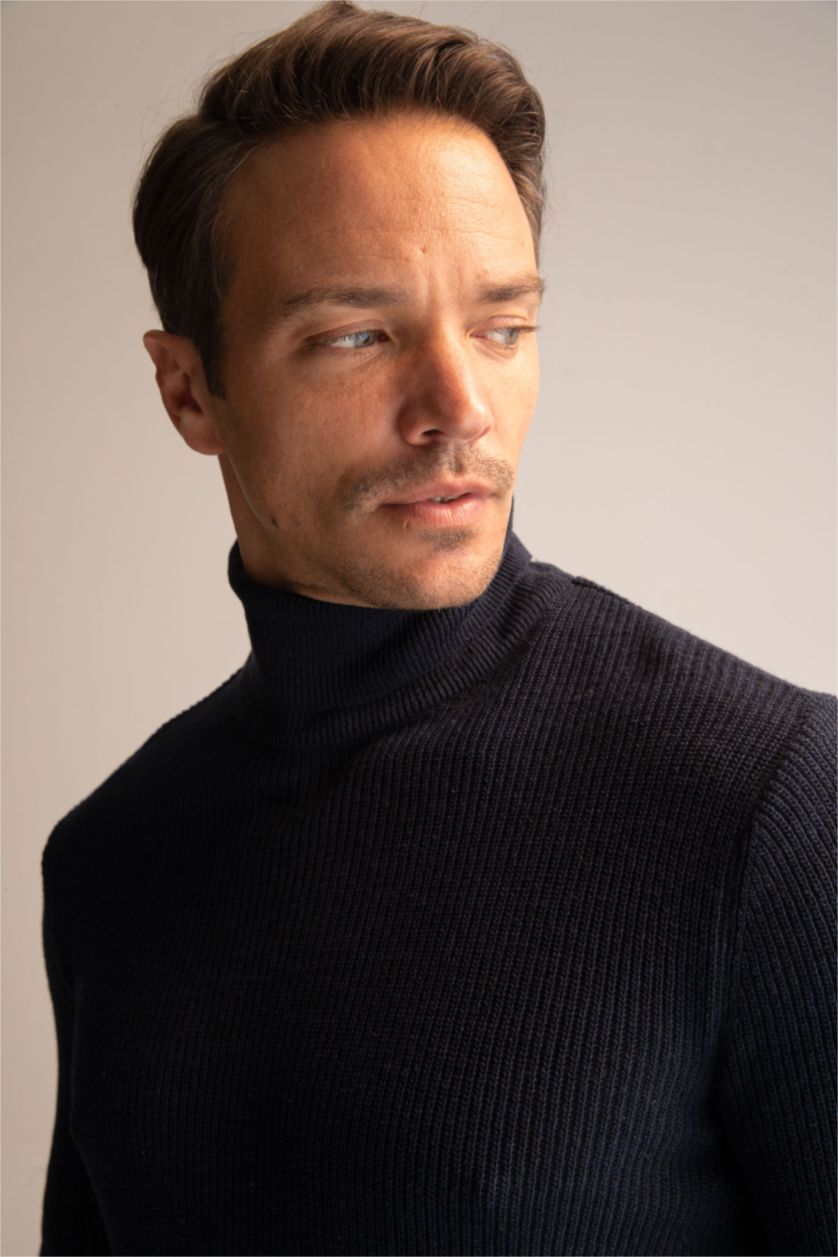 Erkek Lacivert Regular Fıt Kazak