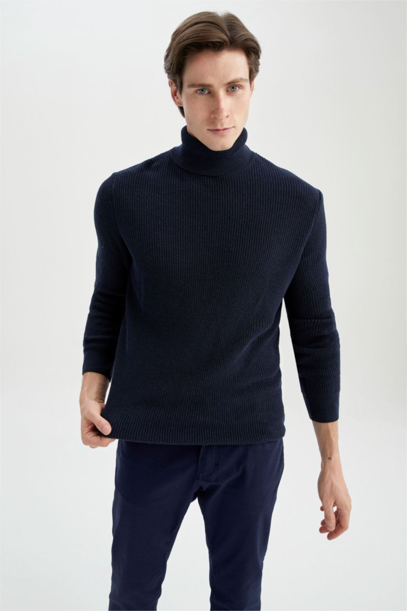 Erkek Lacivert Regular Fıt Kazak