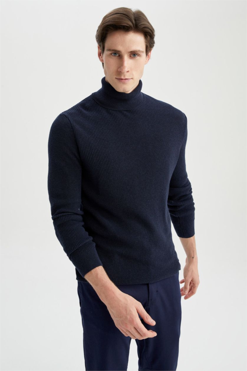 Erkek Lacivert Regular Fıt Kazak