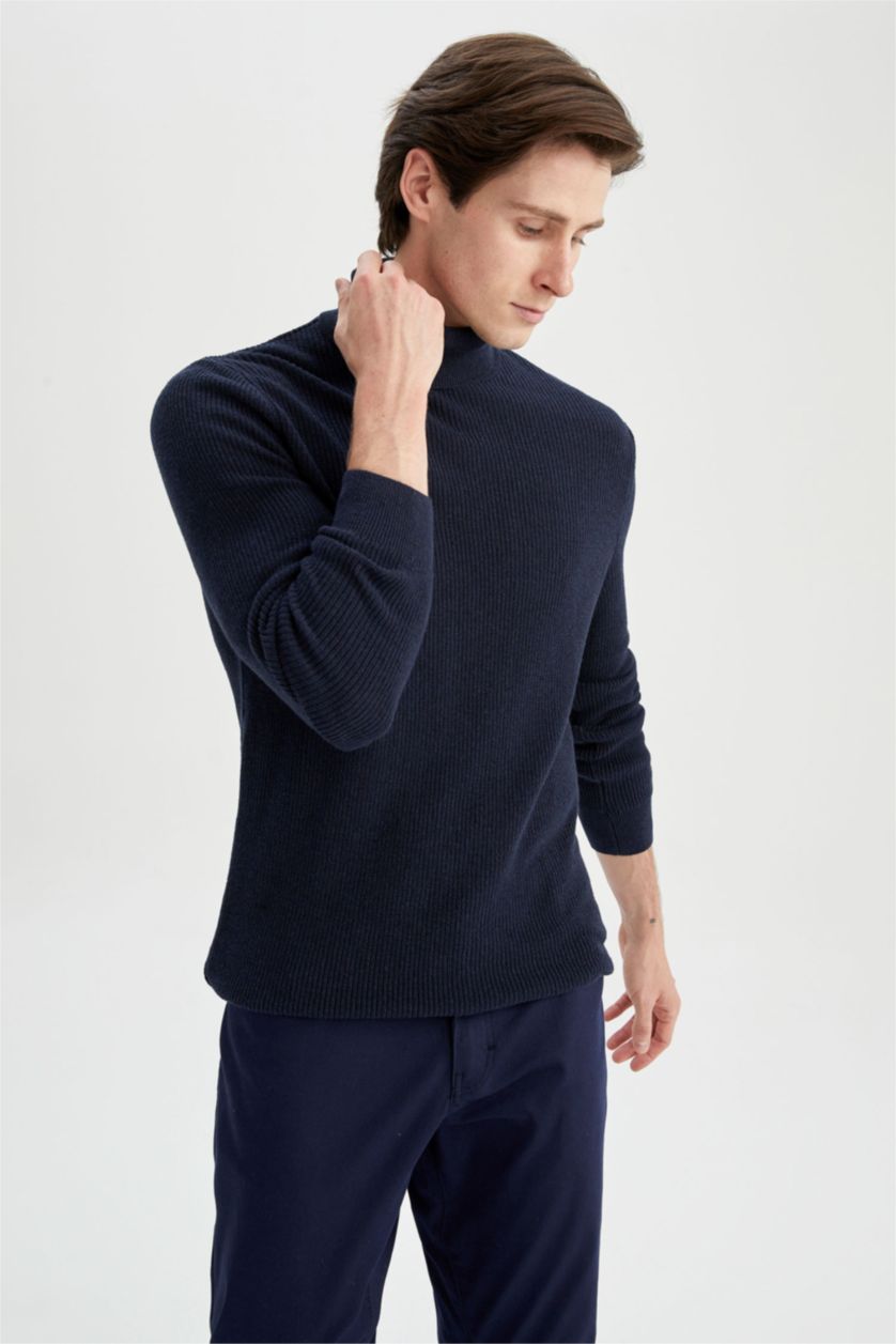 Erkek Lacivert Regular Fıt Kazak