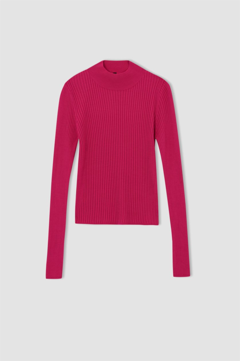 FEMME Rose Foncé Slim Fit Ribana Pullover